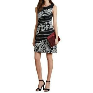 Anthropologie Maeve Black White Floral Dress Large
